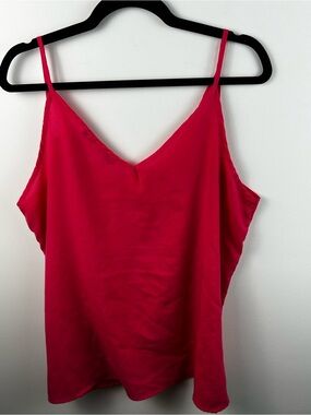 Sleek Hot Pink V-Neck Satin Cami